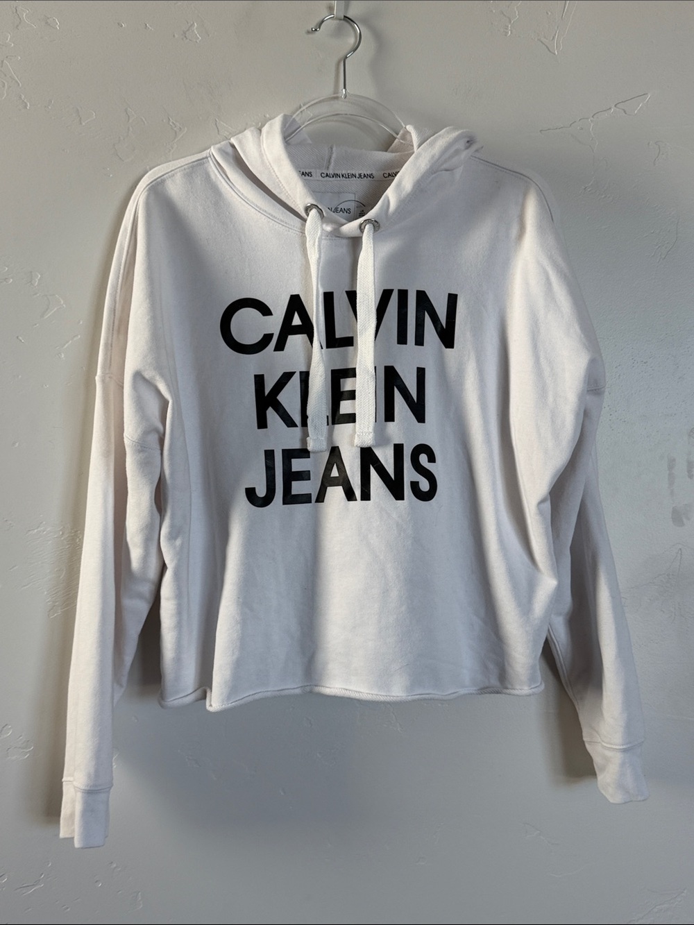 Calvin Klein White Hoodie with Black Logo